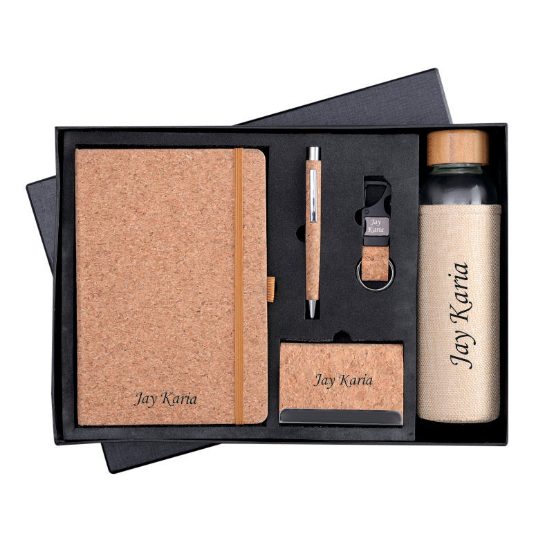 Eco-Friendly Gift Set (Diary Bottle Pen Keychain Card Holder)
