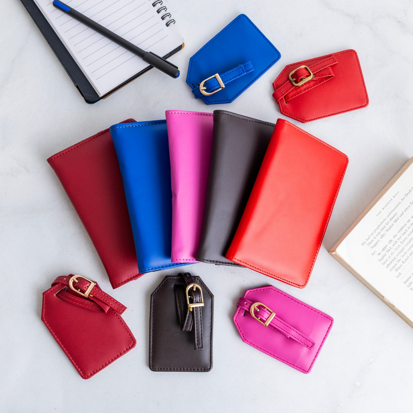 Passport Cover with Leather Luggage Tags
