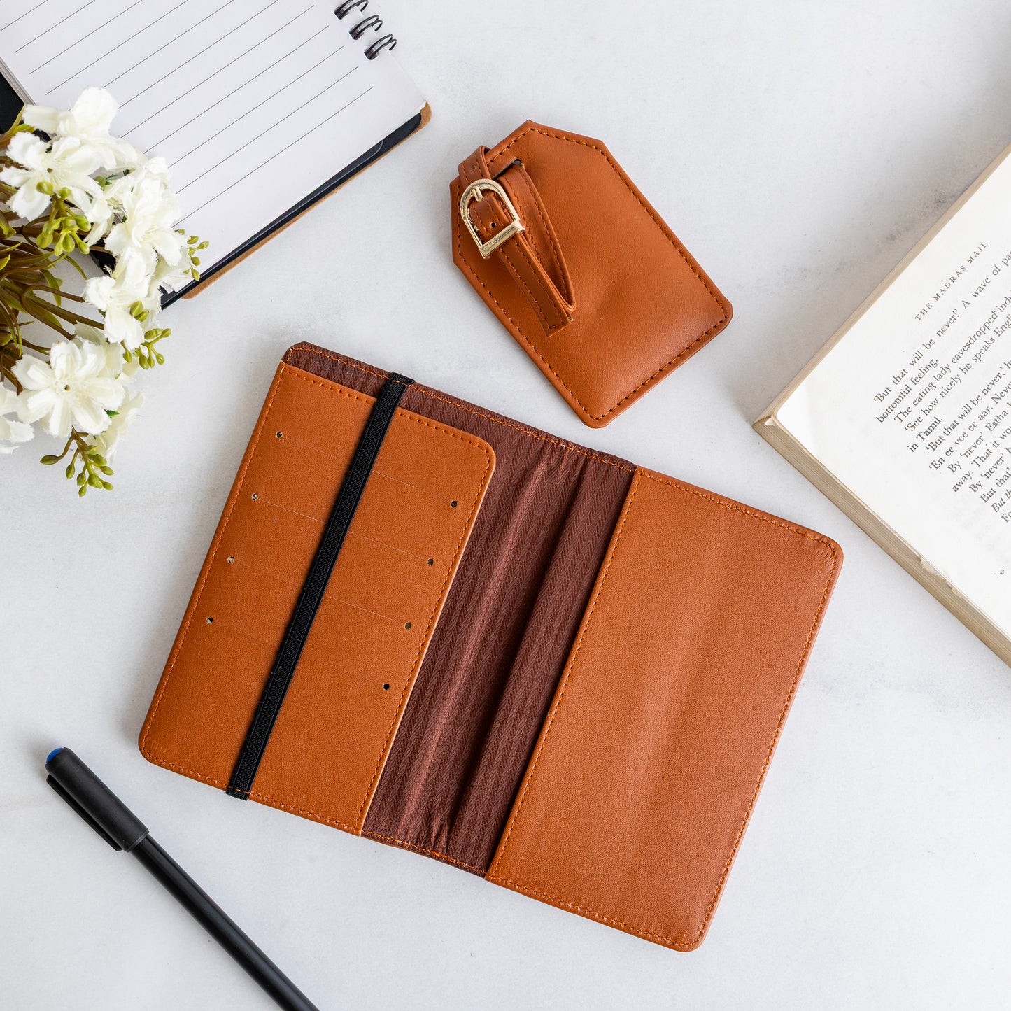 Passport Cover with Leather Luggage Tags