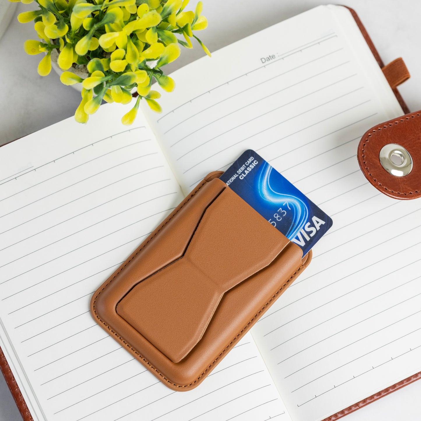 Leather Card Holder with Phone Stand