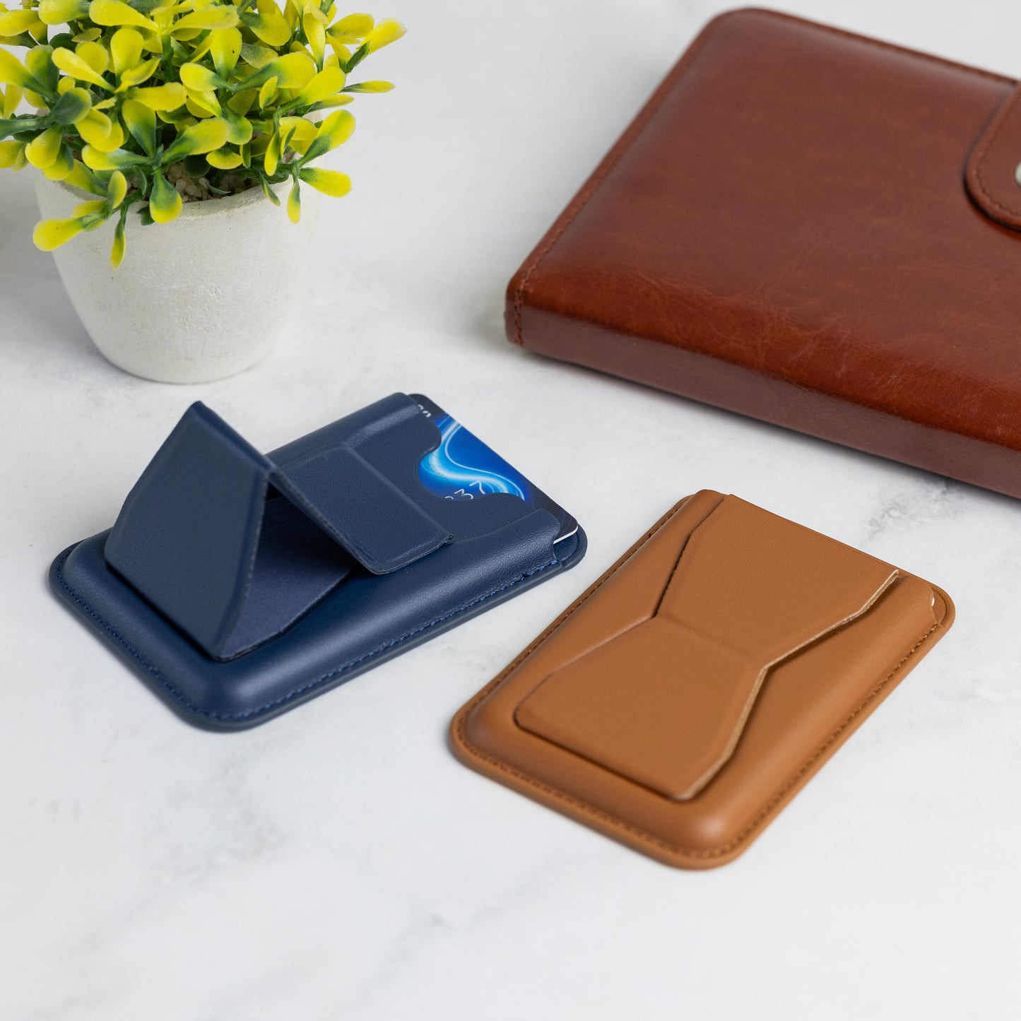 Leather Card Holder with Phone Stand