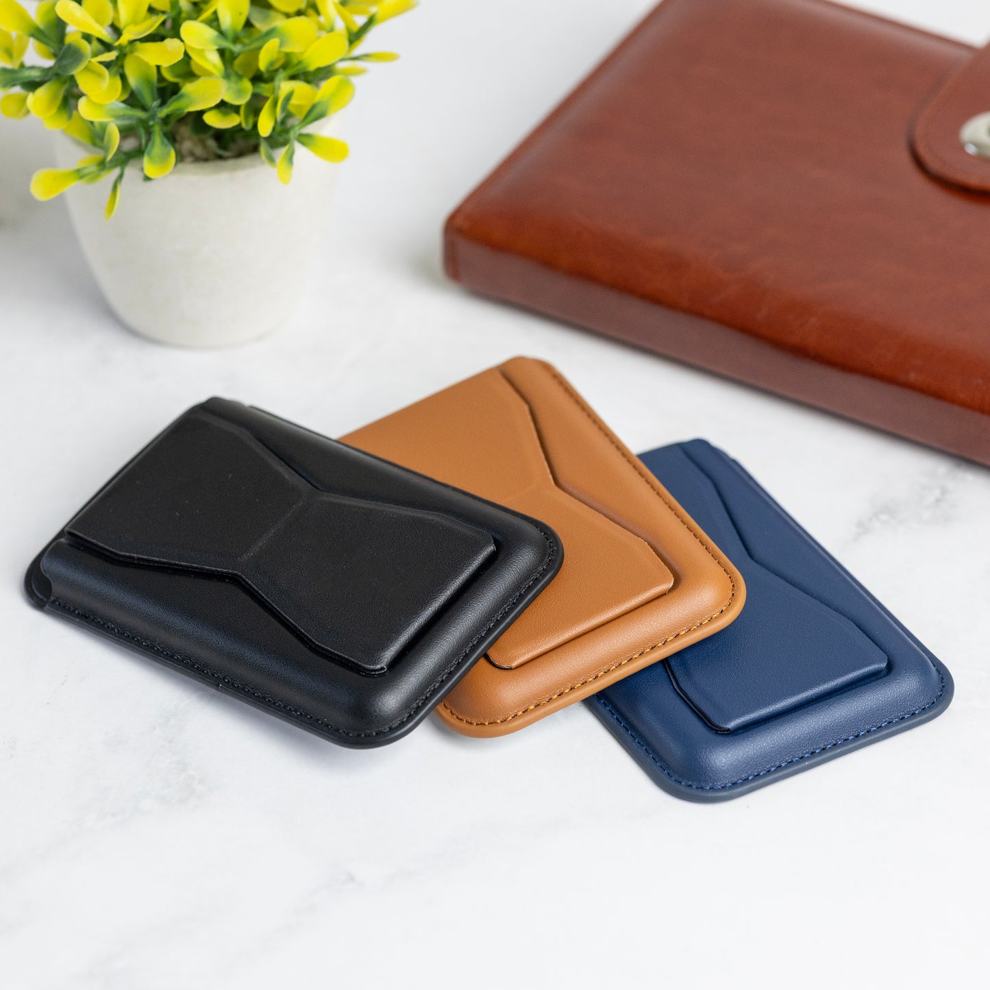 Leather Card Holder with Phone Stand