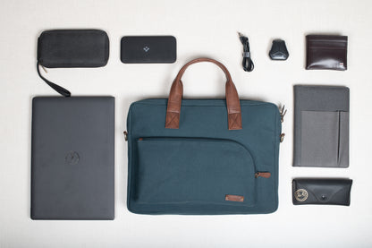Canvas with Faux Leather Laptop Bag - Personalised
