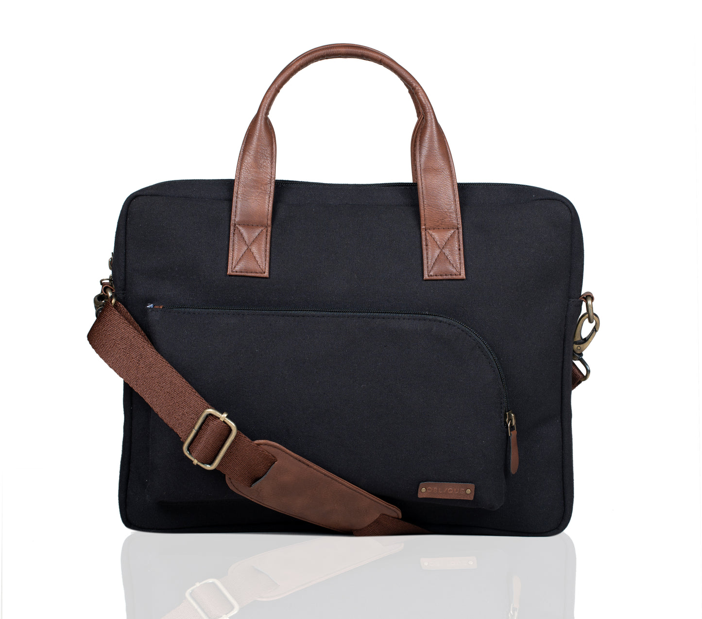 Canvas with Faux Leather Laptop Bag - Personalised