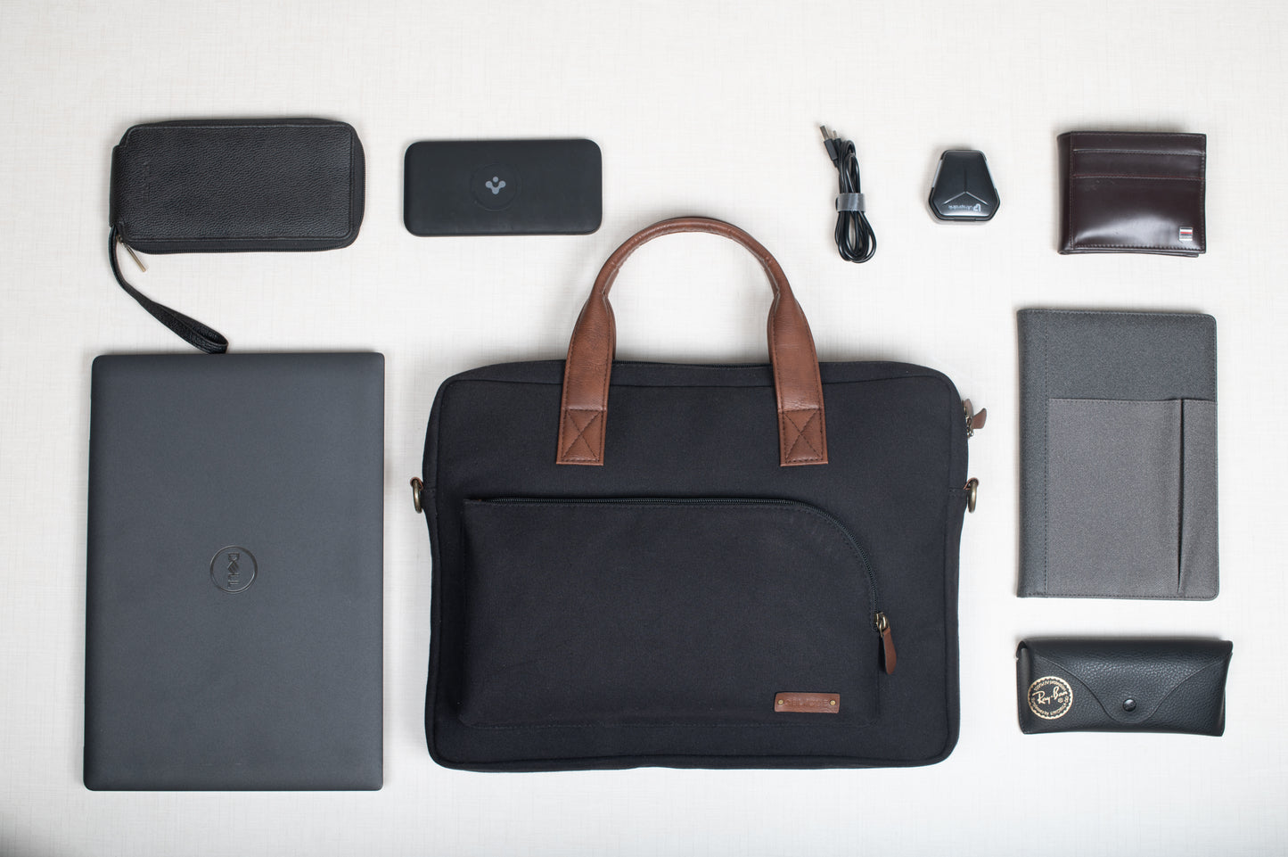 Canvas with Faux Leather Laptop Bag - Personalised