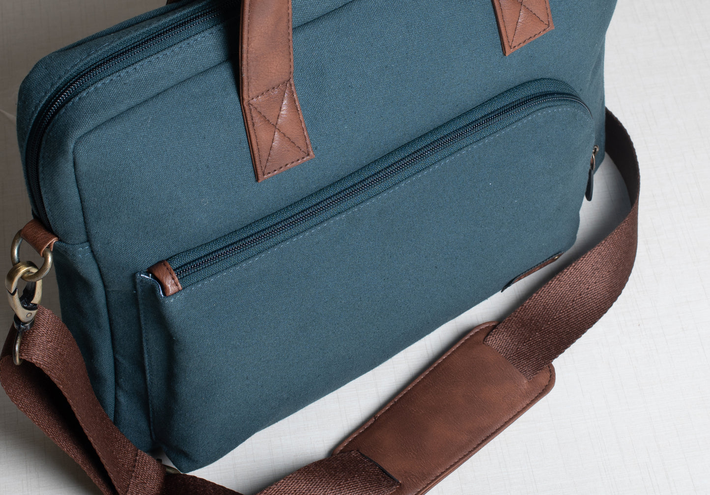 Canvas with Faux Leather Laptop Bag - Personalised