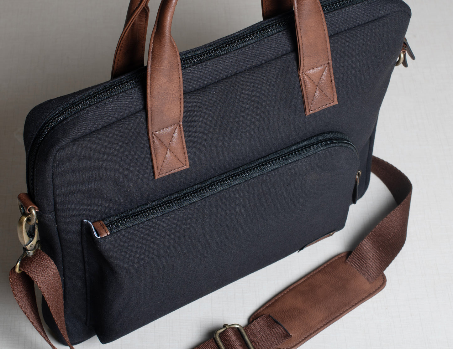 Canvas with Faux Leather Laptop Bag - Personalised