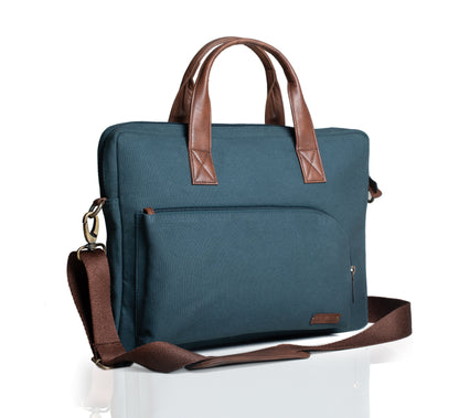 Canvas with Faux Leather Laptop Bag - Personalised